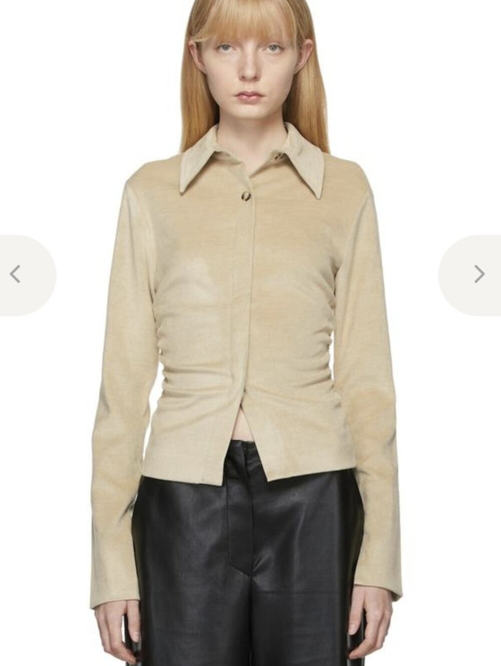 Nanushka Light Beige Tailored Button Long Sleeve Top. Collar. Size S.